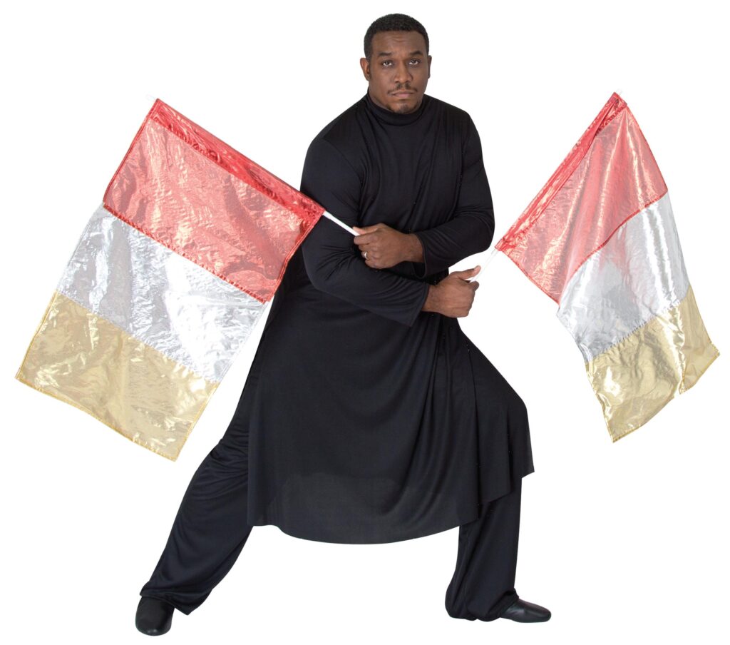 Elder Joseph Thornton, co-founder of The Word in Motion, with worship flags